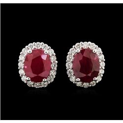 5.76ctw Ruby and Diamond Earrings - 18KT White Gold