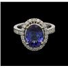 Image 1 : 3.73ct Tanzanite and Diamond Ring - 14KT White Gold