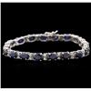 Image 1 : 14KT White Gold 19.76ctw Sapphire and Diamond Bracelet