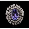 Image 1 : 14KT White Gold 4.42ct Tanzanite and Diamond Ring