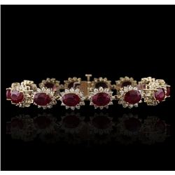 14KT Yellow Gold 21.45ctw Ruby and Diamond Bracelet