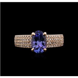 2.13ct Tanzanite and Diamond Ring - 14KT Rose Gold