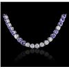 Image 2 : 14KT White Gold 27.84ctw Tanzanite and Diamond Necklace