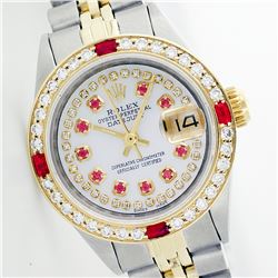 Rolex Two-Tone Diamond and Ruby DateJust Ladies Watch