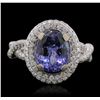 Image 1 : 14KT White Gold 3.21ct Tanzanite and Diamond Ring