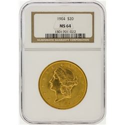 1904 NGC MS64 $20 Liberty Head Double Eagle Gold Coin