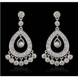 14KT White Gold 4.07ctw Diamond Dangle Earrings