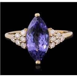 14KT Yellow Gold 2.78ct Tanzanite and Diamond Ring