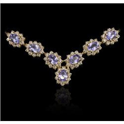 14KT Yellow Gold 24.95ctw Tanzanite and Diamond Necklace