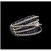 Image 2 : 2.02ctw Blue Sapphire and Diamond Ring - 14KT White Gold