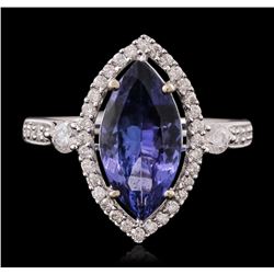 14KT White Gold 3.02ct Tanzanite and Diamond Ring