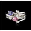 Image 1 : 14KT White Gold 1.58ctw Sapphire and Diamond Ring