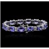 Image 2 : 14KT White Gold 25.66ctw Tanzanite and Diamond Bracelet