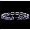 Image 3 : 14KT White Gold 25.66ctw Tanzanite and Diamond Bracelet