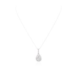 14KT White Gold 0.77ctw Diamond Pendant With Chain