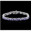 Image 1 : 14KT White Gold 14.82ctw Tanzanite and Diamond Bracelet