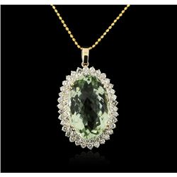 14KT Yellow Gold 31.76ct Amethyst and Diamond Pendant With Chain