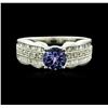 Image 1 : 14KT White Gold 0.85ct Tanzanite and Diamond Ring