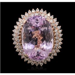 14KT Rose Gold 39.46ct GIA Certified Kunzite and Diamond Ring