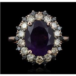 14KT Rose Gold 3.68ct Amethyst & Diamond Ring