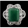 14KT White Gold 7.31ct Emerald and Diamond Ring