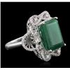 Image 2 : 14KT White Gold 7.31ct Emerald and Diamond Ring
