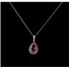 Image 1 : 14KT White Gold 1.63ct Pink Topaz and Diamond Pendant With Chain