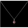 Image 2 : 14KT White Gold 1.63ct Pink Topaz and Diamond Pendant With Chain