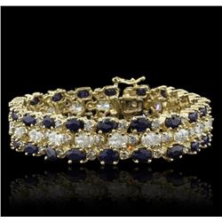 14KT Yellow Gold 22.40ctw Sapphire and Diamond Bracelet