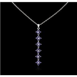 14KT White Gold 0.35ctw Tanzanite and Diamond Pendant With Chain