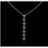 Image 1 : 14KT White Gold 0.35ctw Tanzanite and Diamond Pendant With Chain