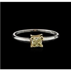 0.40ct Fancy Yellow Diamond Solitaire Ring - 14KT White Gold