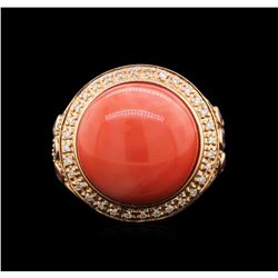 14KT Rose Gold 11.71ct Carnelian, Ruby and Diamond Ring