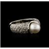 Image 2 : 18KT White Gold Pearl and Diamond Ring