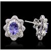 Image 2 : 14KT White Gold 2.52ctw Tanzanite and Diamond Stud Earrings