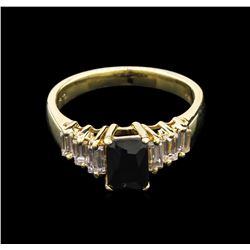 1.14ct Black Onyx and Diamond Ring - 14KT Yellow Gold