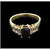 Image 1 : 1.14ct Black Onyx and Diamond Ring - 14KT Yellow Gold