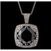 Image 1 : 14KT White Gold 18.84ctw Black Diamond Pendant With Chain
