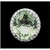 Image 1 : 14KT White Gold 30.80ct Green Quartz and Diamond Ring