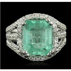 14KT White Gold 5.58ct Emerald and Diamond Ring