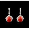 Image 1 : 14KT White Gold 18.00ctw Coral and Diamond Earrings