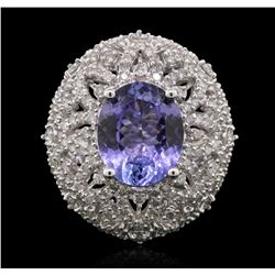 14KT White Gold 3.32ct Tanzanite and Diamond Ring