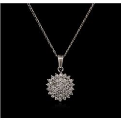 0.55ctw Diamond Pendant With Chain - 14KT White Gold