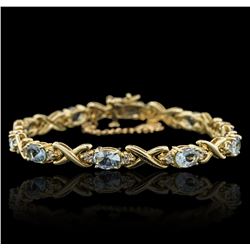 14KT Yellow Gold 10.00ctw Aquamarine and Diamond Bracelet