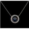 Image 1 : 0.25ctw Diamond Evil Eye Necklace - 14KT White Gold