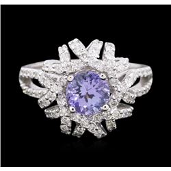 14KT White Gold 1.17ct Tanzanite and Diamond Ring