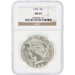 1922 NGC MS63 Peace Silver Dollar