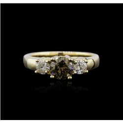 14KT Yellow Gold 0.98ctw Brown Diamond Ring