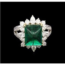 6.53ct Emerald and Diamond Ring - 18KT Two-Tone Gold