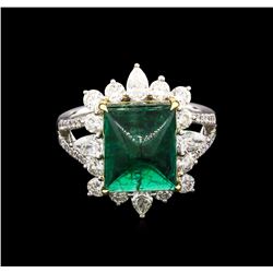 6.53ct Emerald and Diamond Ring - 18KT Two-Tone Gold